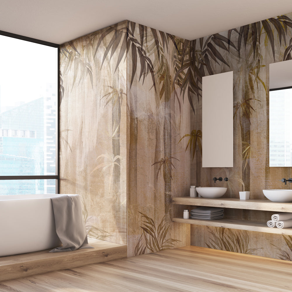 Carta da parati Vintage Bamboo Oasis - bagno Carta da parati Vintage Bamboo Oasis - bagno