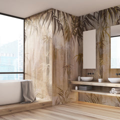 Carta da parati Vintage Bamboo Oasis - bagno Carta da parati Vintage Bamboo Oasis - bagno