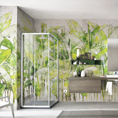 Carta da parati Foresta di palme - bagno, box doccia Carta da parati Foresta di palme - bagno, box doccia