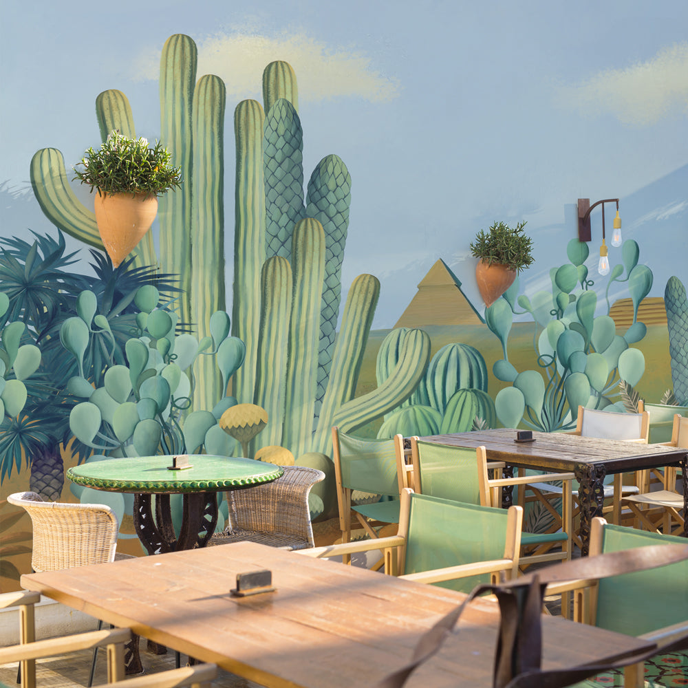 Carta da parati Cactus e piramidi - esterni Carta da parati Cactus e piramidi - esterni