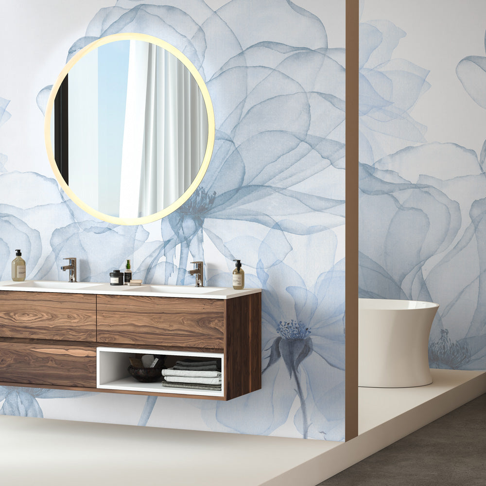 Carta da parati Élégance éthérée - bagno, bagni | blu Carta da parati Élégance éthérée - bagno, bagni | blu