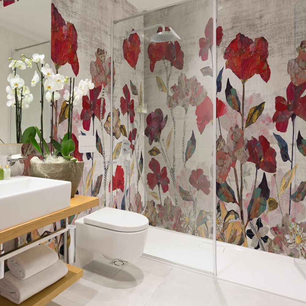 Carta da parati Flowers collage - box doccia, bagno Carta da parati Flowers collage - box doccia, bagno