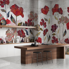 Carta da parati Flowers collage - cucina Carta da parati Flowers collage - cucina