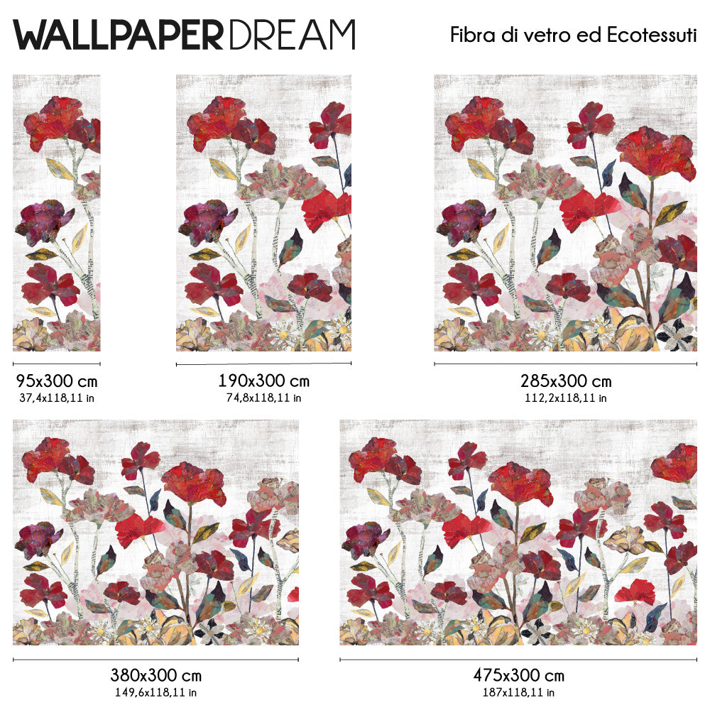 Carta da parati Flowers collage dimensioni fibra di vetro Carta da parati Flowers collage dimensioni fibra di vetro
