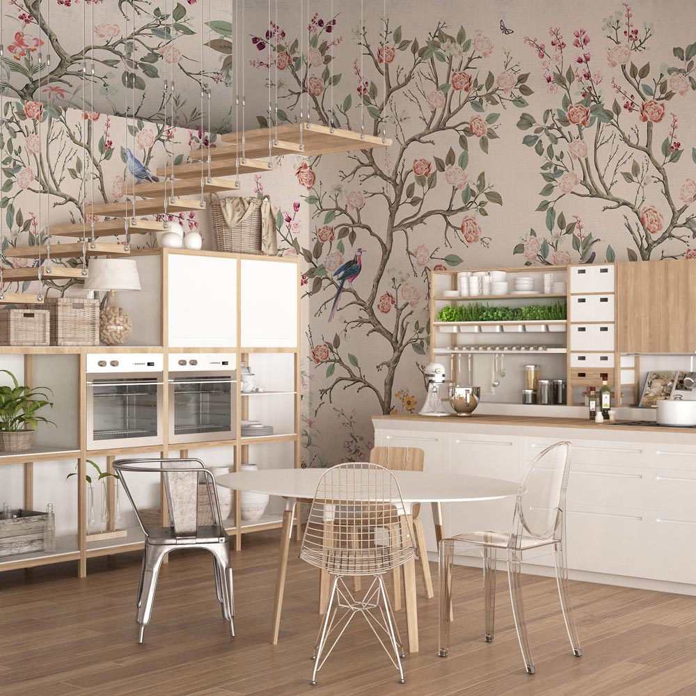 Carta da parati Roseto d'Oriente - cucina Carta da parati Roseto d'Oriente - cucina