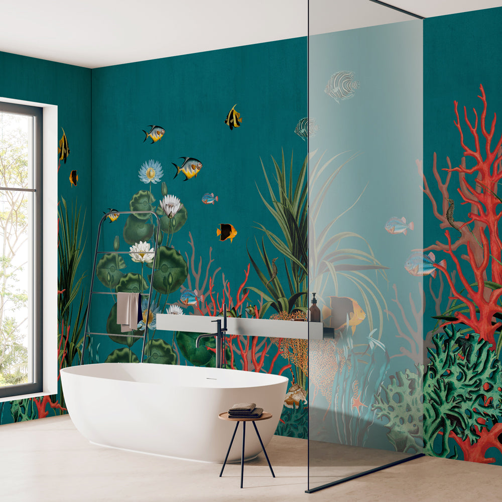 Carta da parati Profondo Blue - bagno, box doccia Carta da parati Profondo Blue - bagno, box doccia