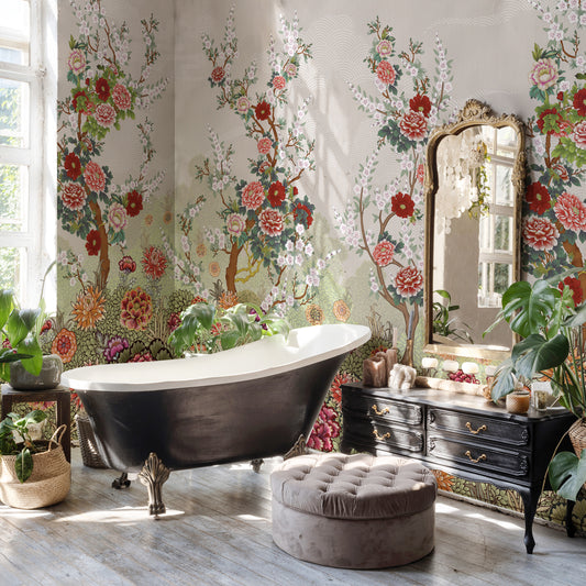 Carta da parati Sognando l'Asia - bagno  | beige