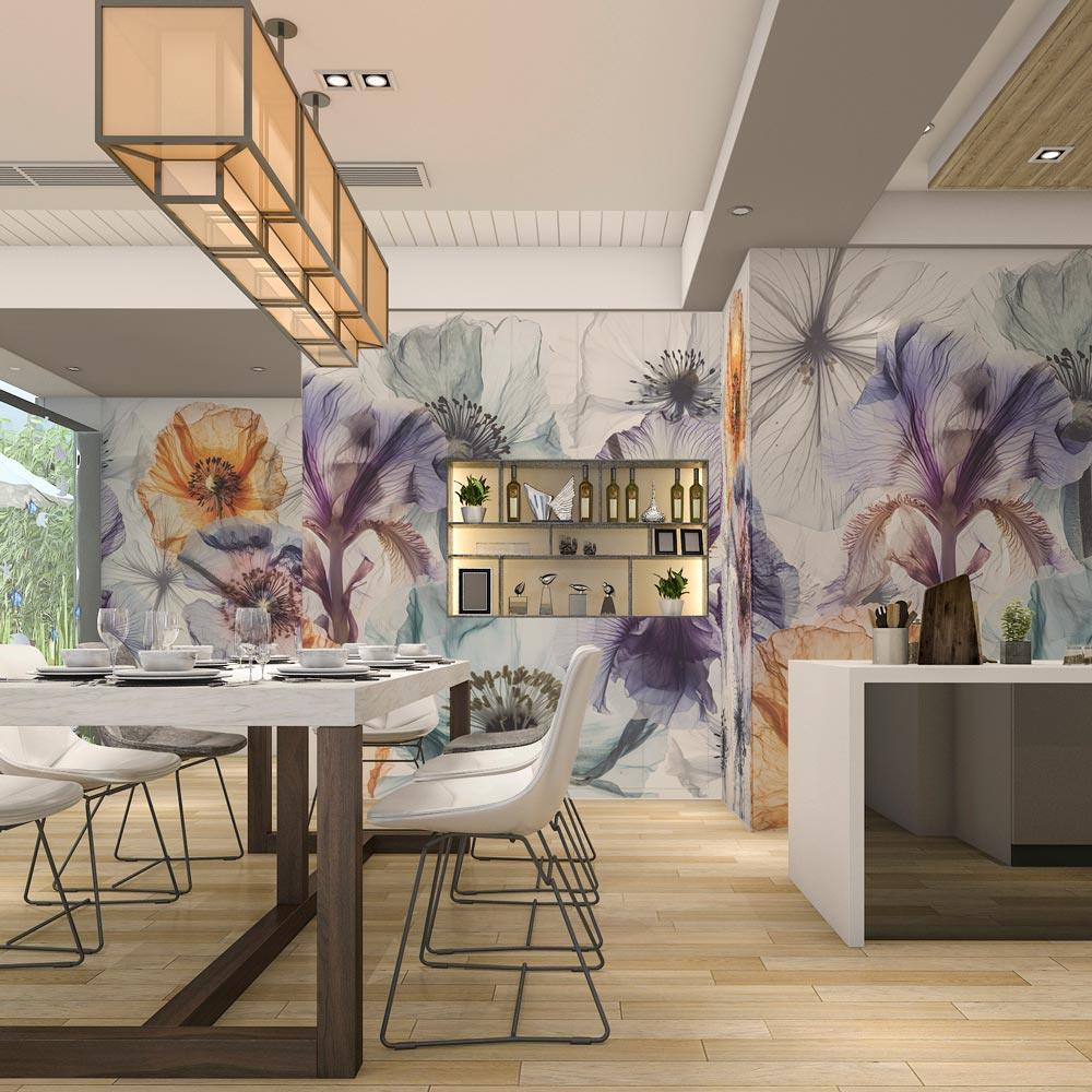 Carta da parati Flora eterea - sala da pranzo Carta da parati Flora eterea - sala da pranzo