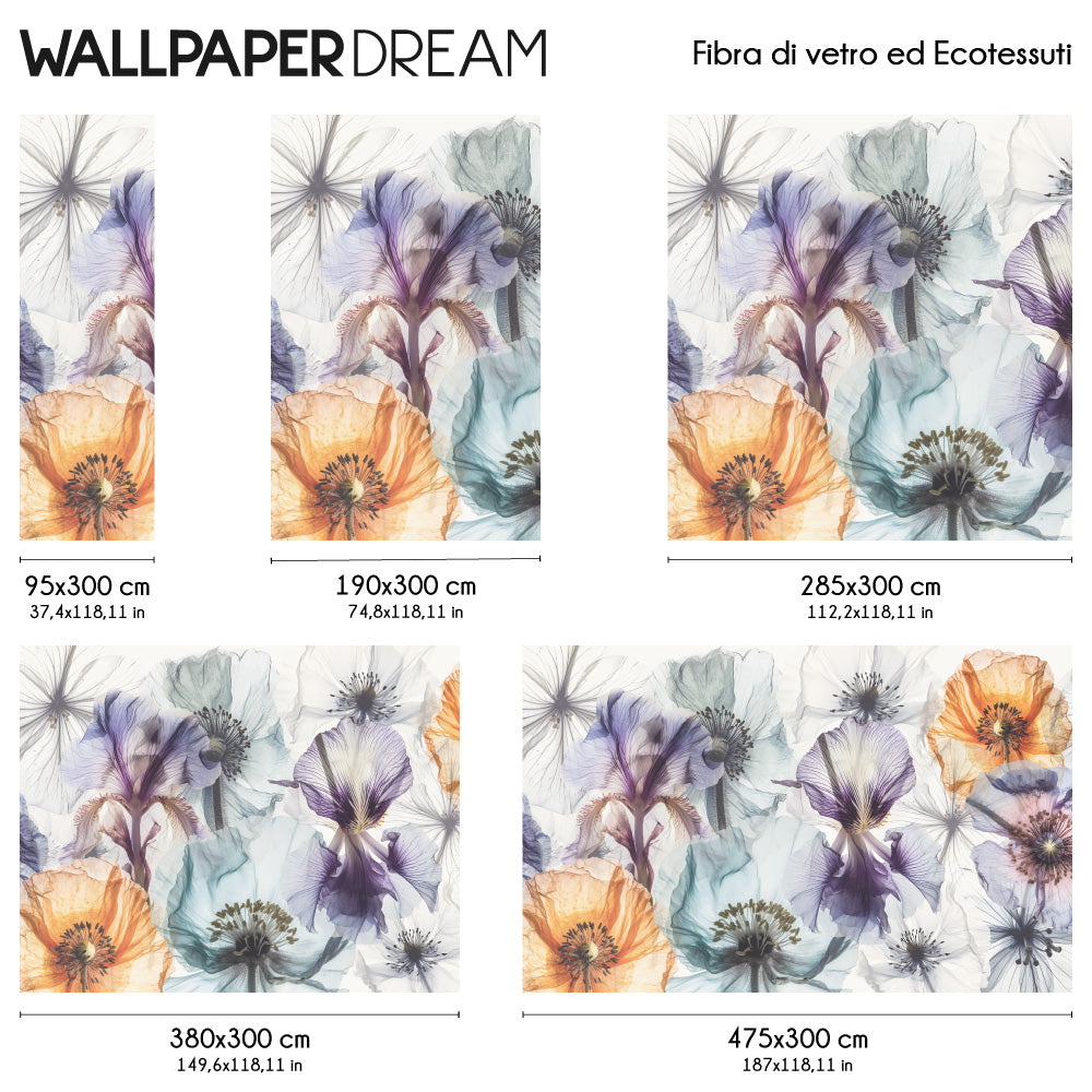 Carta da parati Flora eterea dimensioni Fibra di vetro Carta da parati Flora eterea dimensioni Fibra di vetro