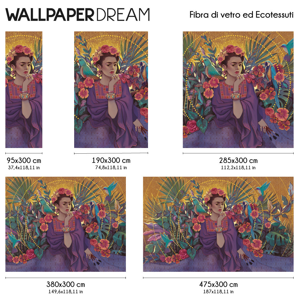 Carta da parati Frida dimensioni Fibra di vetro Carta da parati Frida dimensioni Fibra di vetro