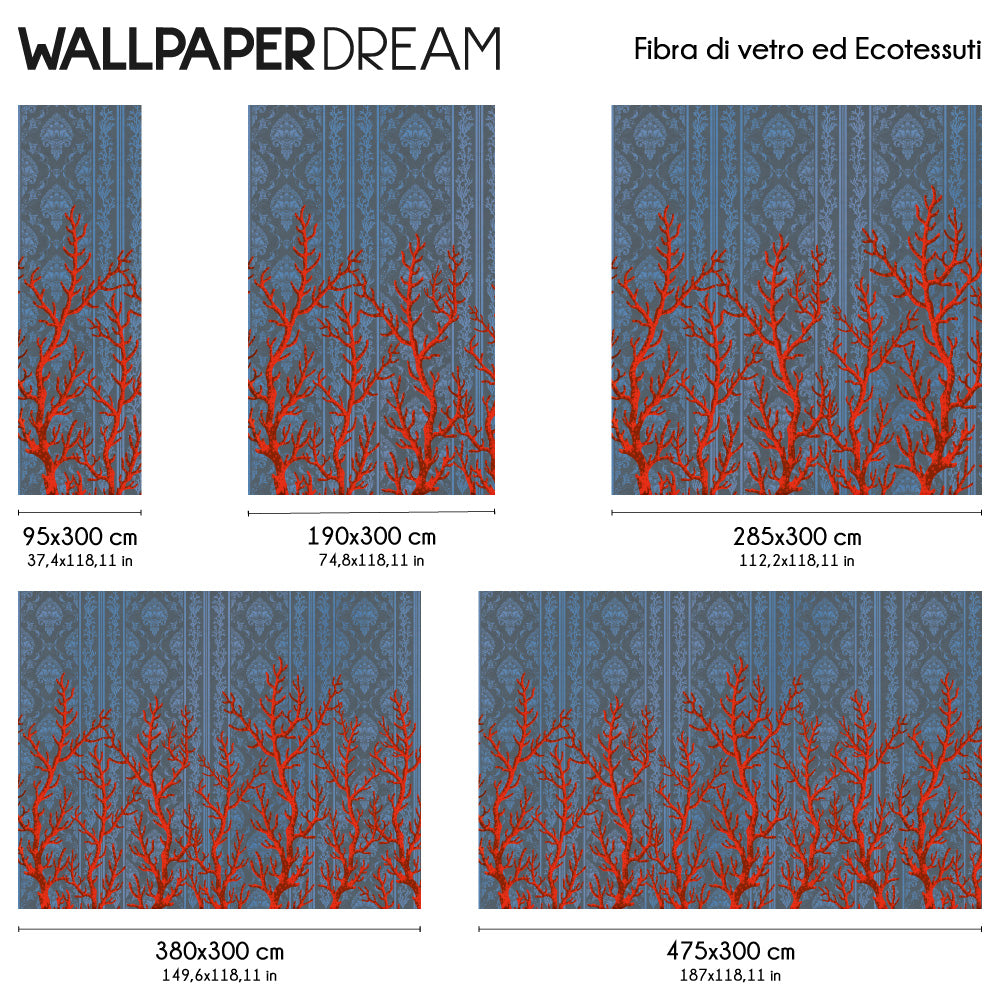 Carta da parati Damascato marino dimensioni Fibra di vetro Carta da parati Damascato marino dimensioni Fibra di vetro