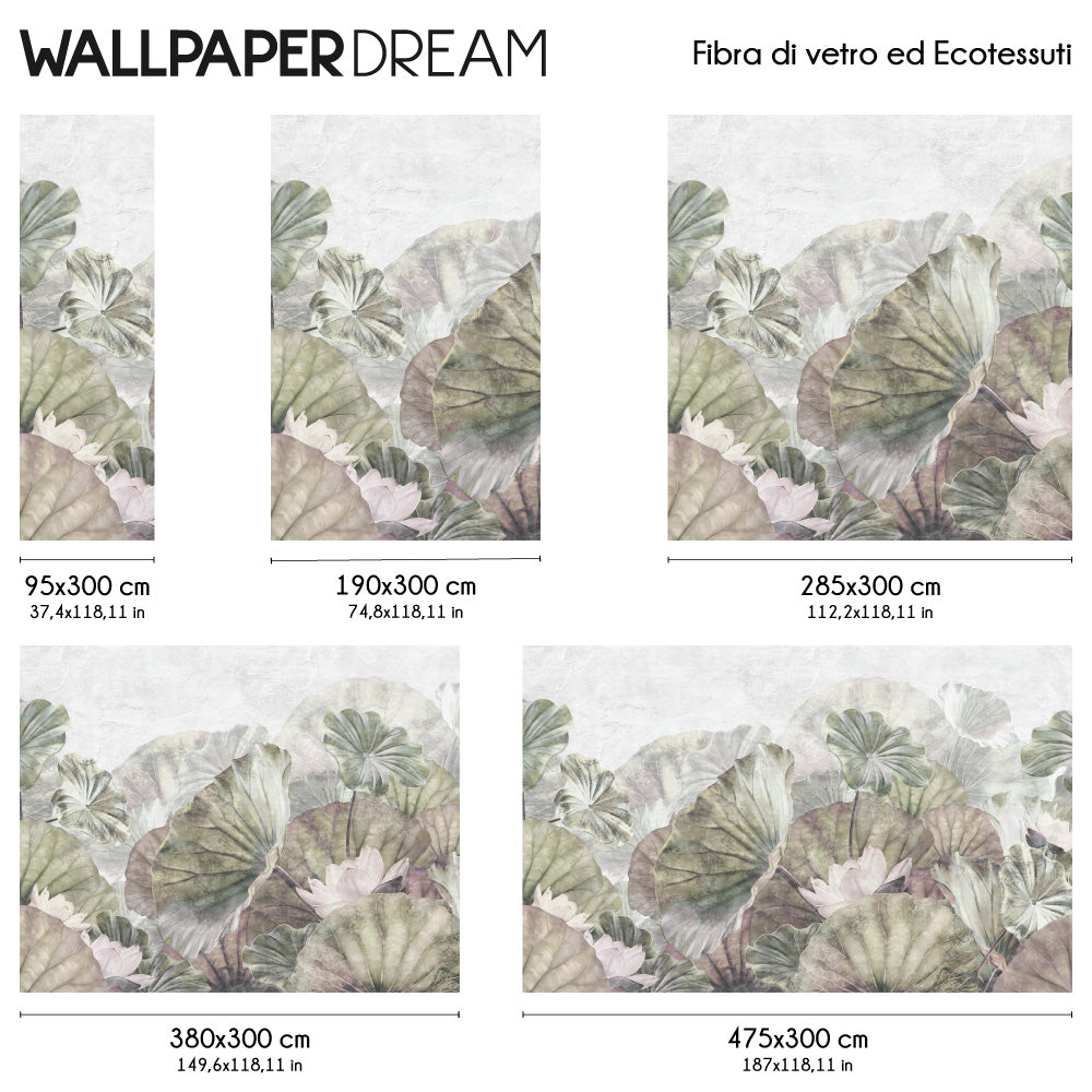 Carta da parati Ninfee delicate dimensioni Fibra Carta da parati Ninfee delicate dimensioni Fibra