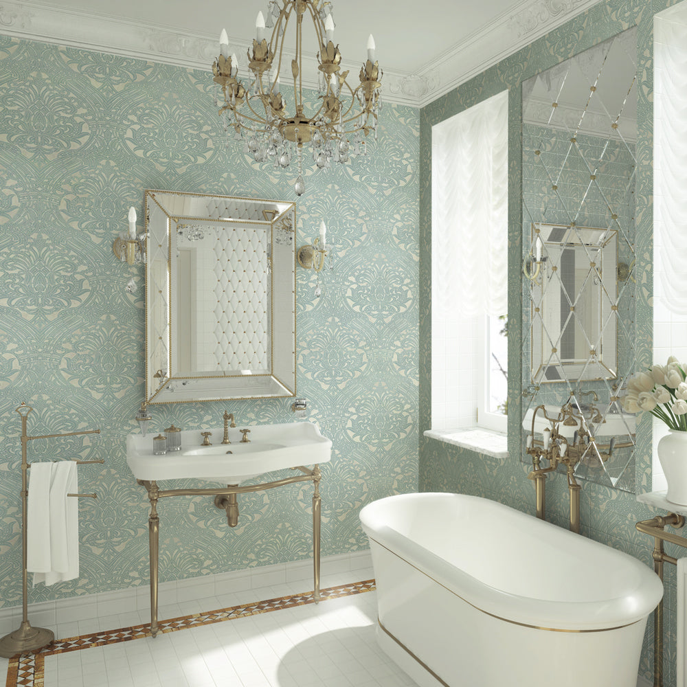 Carta da parati Baroque - bagno | verde Carta da parati Baroque - bagno | verde
