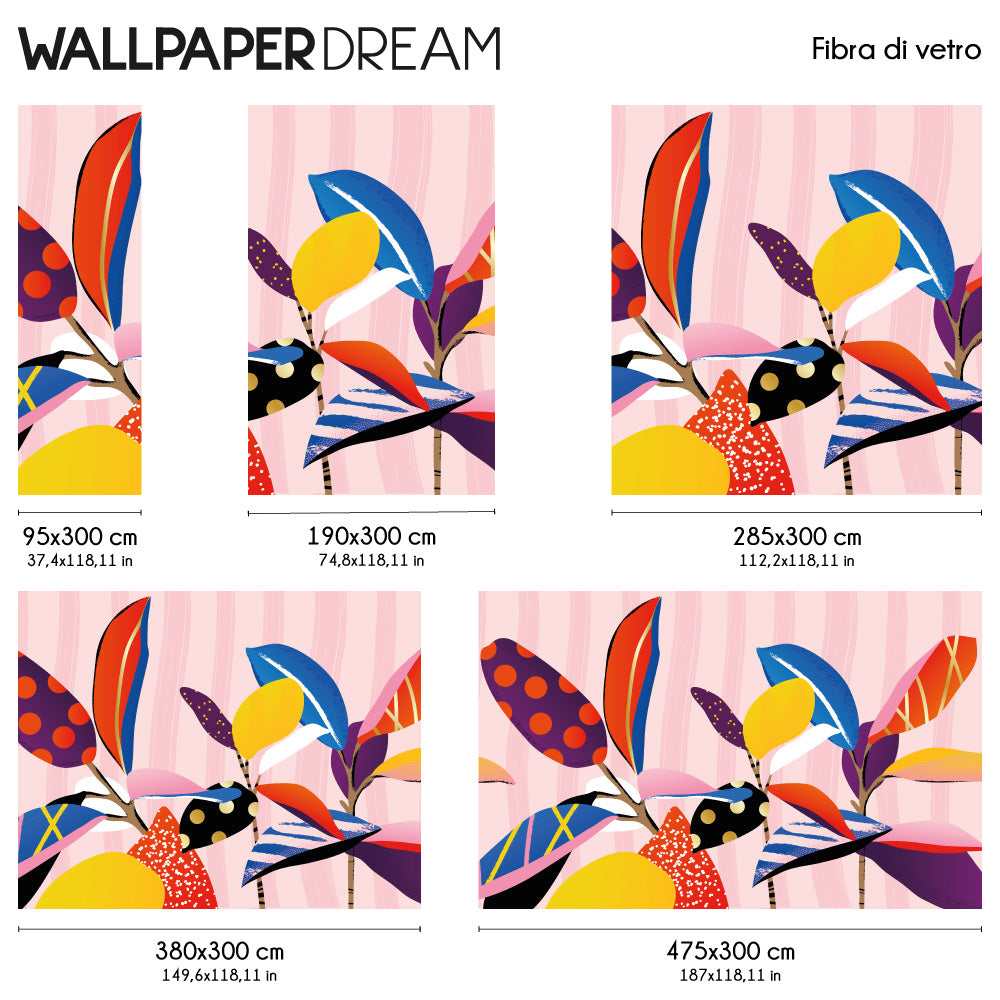Carta da parati Tropic Pop Dimensioni Fibra Vetro Carta da parati Tropic Pop Dimensioni Fibra Vetro