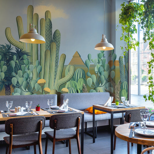 Carta da parati Cactus e piramidi - esercizi commerciali, locali pubblici