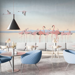 Carta da parati L'eden dei fenicotteri - esercizi commerciali Carta da parati L'eden dei fenicotteri - esercizi commerciali