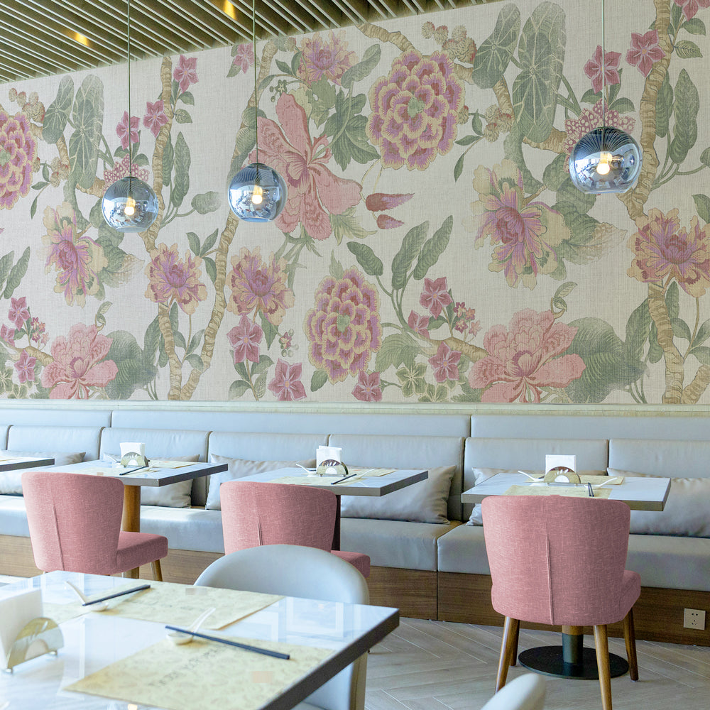 Carta da parati Stoffa floreale - esercizi commerciali, locali pubblici Carta da parati Stoffa floreale - esercizi commerciali, locali pubblici