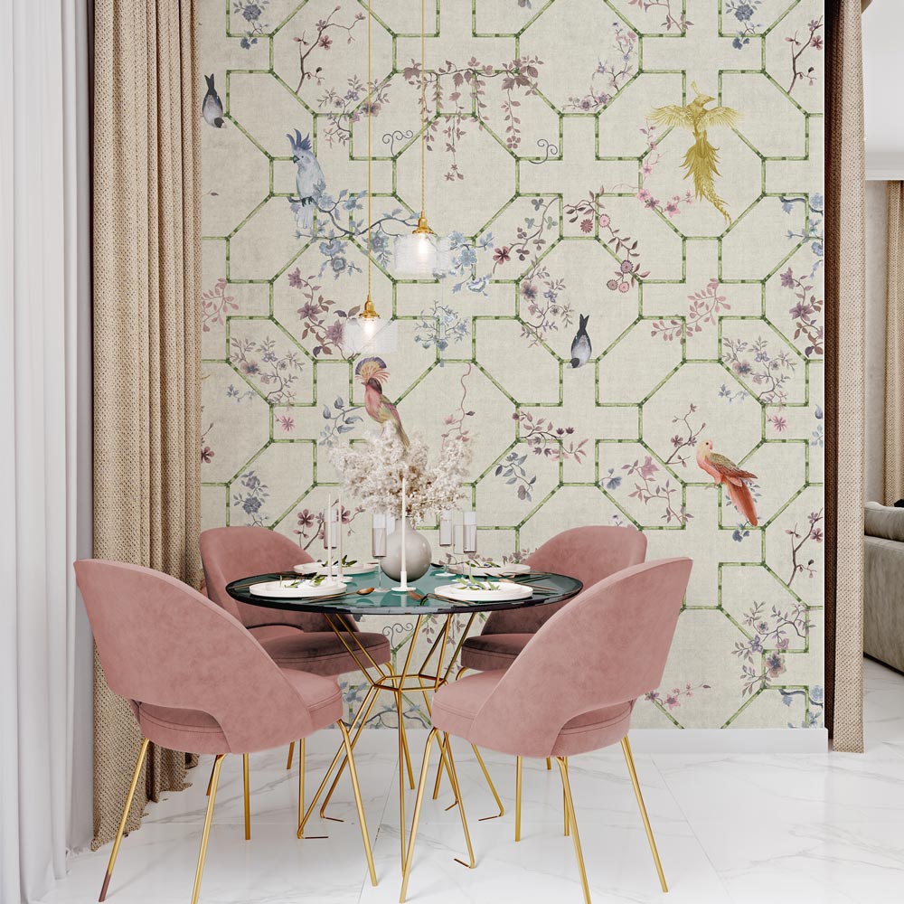 Carta da parati Voliera - sala da pranzo, cucina, soggiorno Carta da parati Voliera - sala da pranzo, cucina, soggiorno