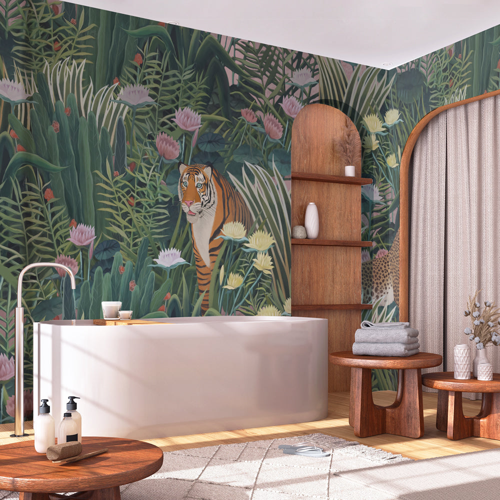 Carta da parati Felini naif - bagno Carta da parati Felini naif - bagno