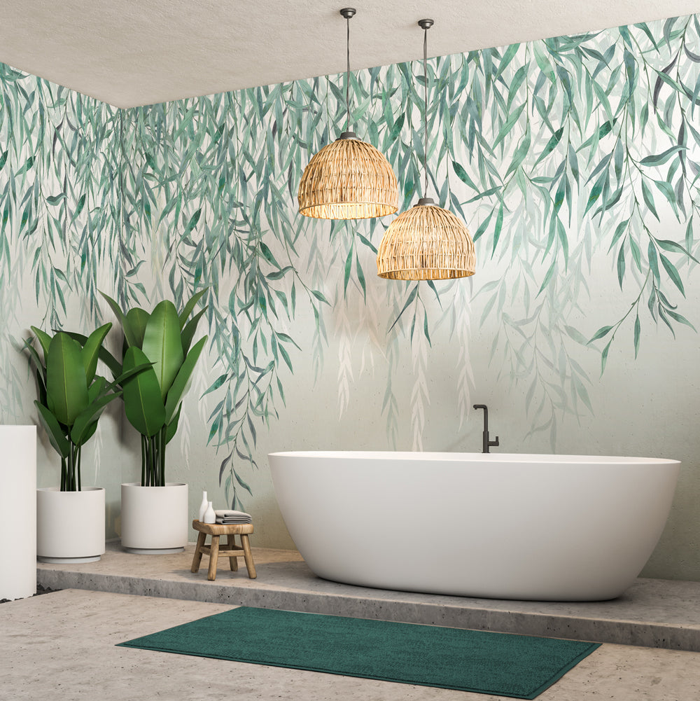 Carta da parati Fronde di salice bagno Carta da parati Fronde di salice bagno
