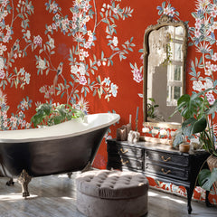 Carta da parati Chinoiserie scarlatta - bagno Carta da parati Chinoiserie scarlatta - bagno