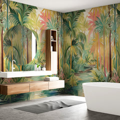 Carta da parati Palme dipinte - bagno Carta da parati Palme dipinte - bagno