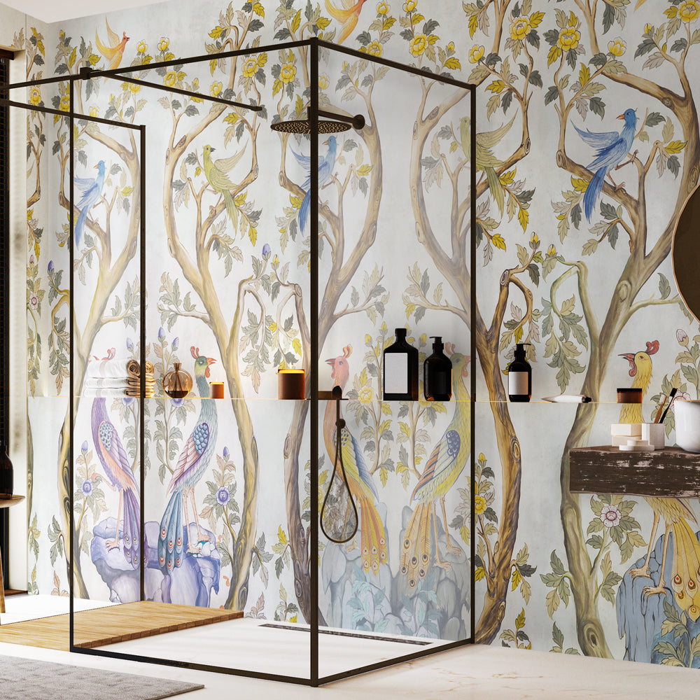 Carta da parati Uccelli del Paradiso - box doccia Carta da parati Uccelli del Paradiso - box doccia