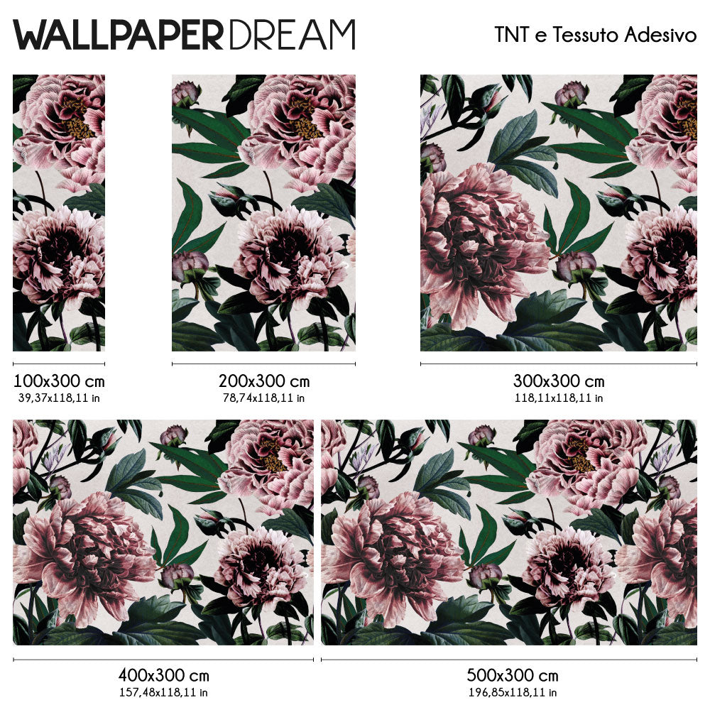 Carta da parati Peonie eleganti dimensioni TNT Carta da parati Peonie eleganti dimensioni TNT
