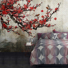 Carta da Parati Fiori Rossi - Camera da Letto Carta da Parati Fiori Rossi - Camera da Letto