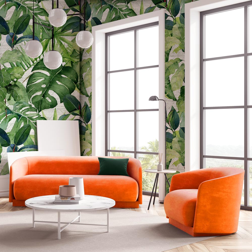 Carta da parati Jungle leaves - soggiorno Carta da parati Jungle leaves - soggiorno