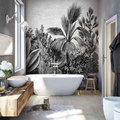 Carta da parati Black and white jungle - bagno Carta da parati Black and white jungle - bagno
