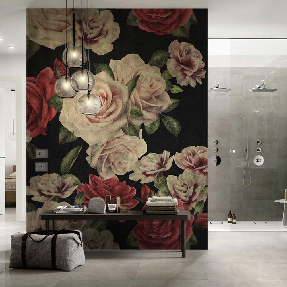 Carta da parati Roses Retrò - bagno Carta da parati Roses Retrò - bagno