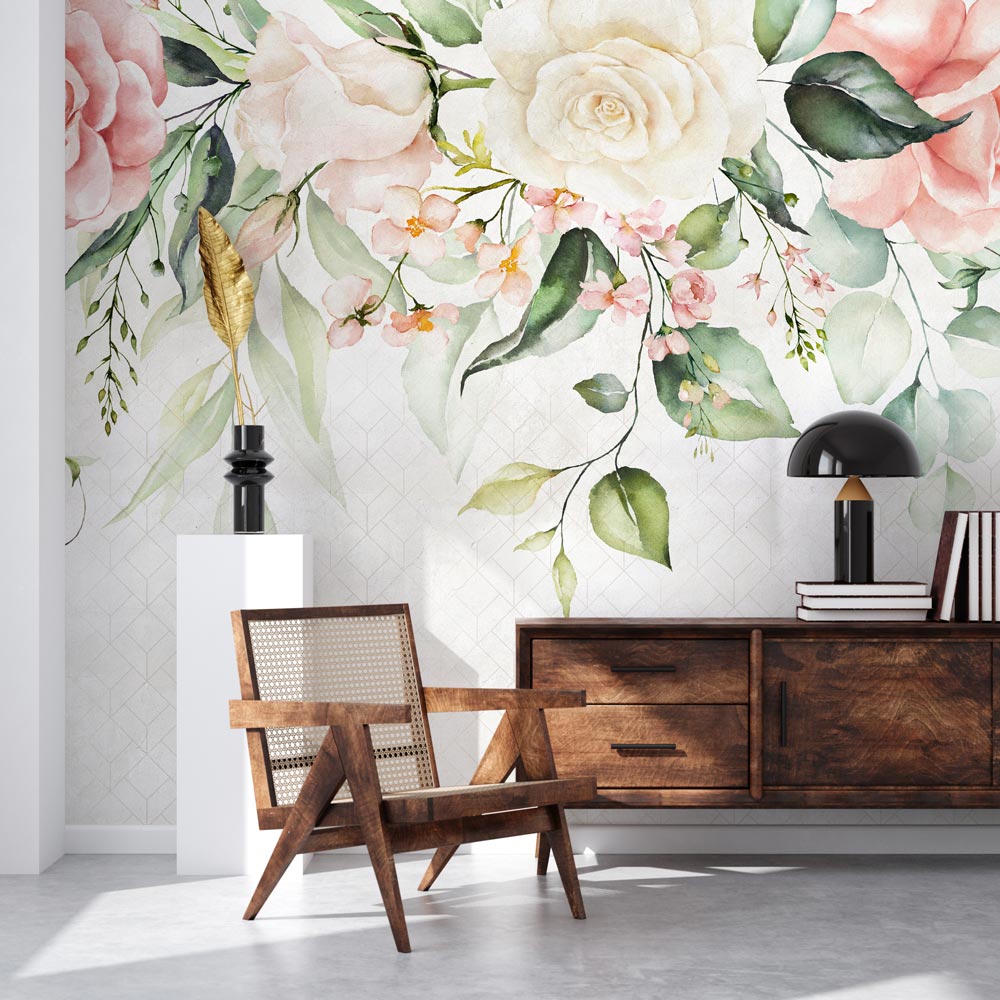 Carta da parati Rose pendenti - soggiorno Carta da parati Rose pendenti - soggiorno