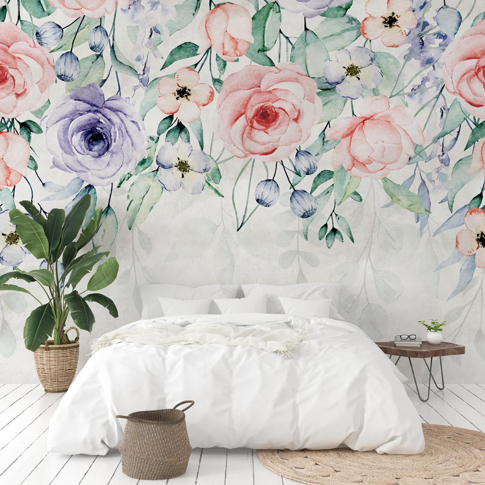 Carta da parati Romantic Roses - camera da letto Carta da parati Romantic Roses - camera da letto