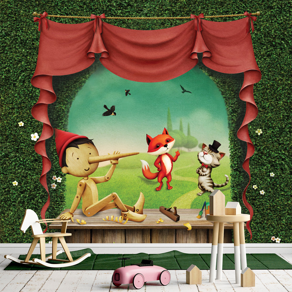 Carta da parati Pinocchio, il gatto e la volpe - per bambini Carta da parati Pinocchio, il gatto e la volpe - per bambini
