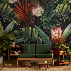 Carta da parati Tropical Leaves soggiorno 2 Carta da parati Tropical Leaves soggiorno 2