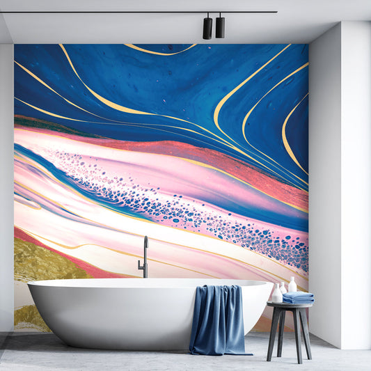 Carta da parati Ink wave - bagno