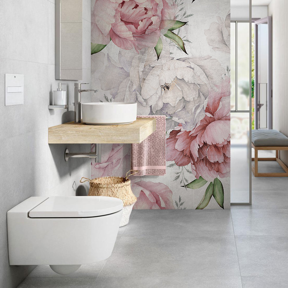 Carta da parati Pastel Peonies bagno 2 Carta da parati Pastel Peonies bagno 2