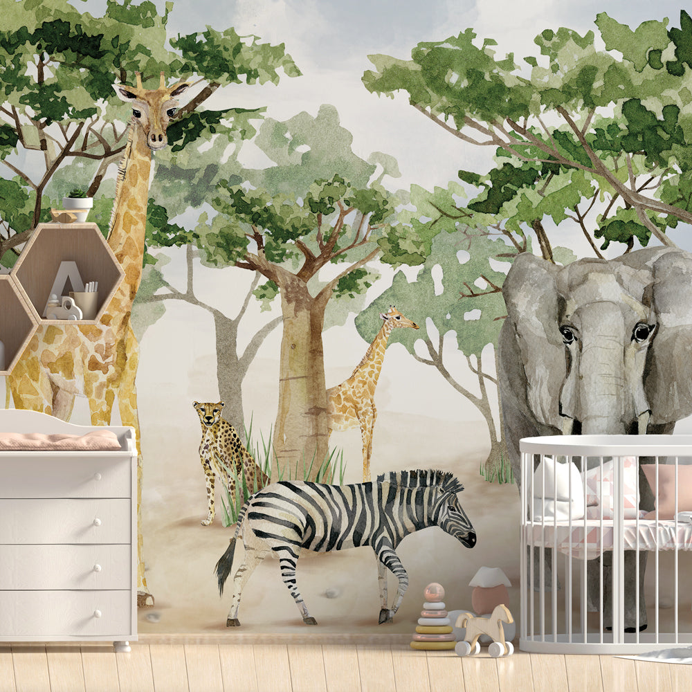 Carta da parati Boschetto savana - per bambini Carta da parati Boschetto savana - per bambini