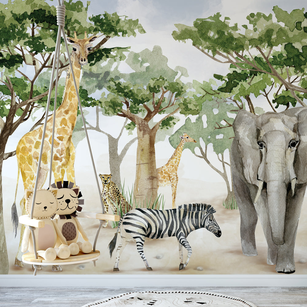 Carta da parati Boschetto savana per bambini 2 Carta da parati Boschetto savana per bambini 2