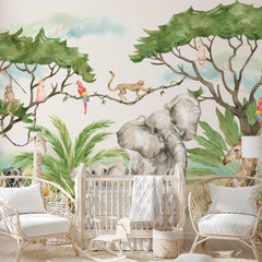 Carta da parati Insieme agli Elefanti per bambini 2 Carta da parati Insieme agli Elefanti per bambini 2