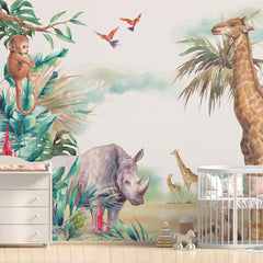 Carta da parati Amici della savana per bambini 2 Carta da parati Amici della savana per bambini 2