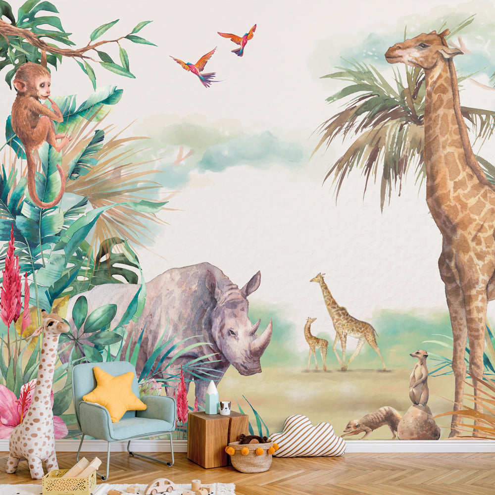 Carta da parati Amici della savana - per bambini Carta da parati Amici della savana - per bambini