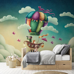 Carta da parati Viaggio tra le nuvole - per bambini Carta da parati Viaggio tra le nuvole - per bambini