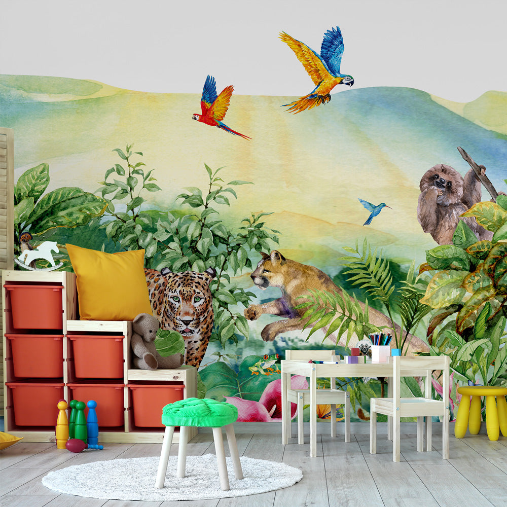 Carta da parati Animali dell'Amazzonia - per bambini Carta da parati Animali dell'Amazzonia - per bambini
