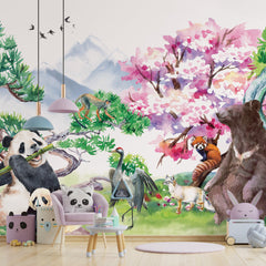 Carta da parati Animali orientali per bambini Carta da parati Animali orientali per bambini