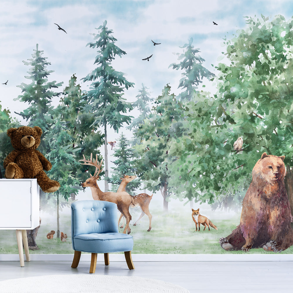 Carta da parati Animali del bosco - per bambini Carta da parati Animali del bosco - per bambini