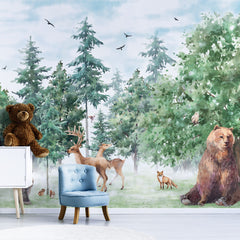 Carta da parati Animali del bosco - per bambini Carta da parati Animali del bosco - per bambini