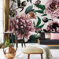 Carta da parati Peonie eleganti - soggiorno Carta da parati Peonie eleganti - soggiorno