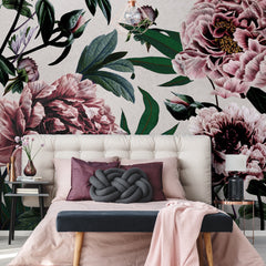 Carta da parati Peonie eleganti - camera da letto Carta da parati Peonie eleganti - camera da letto